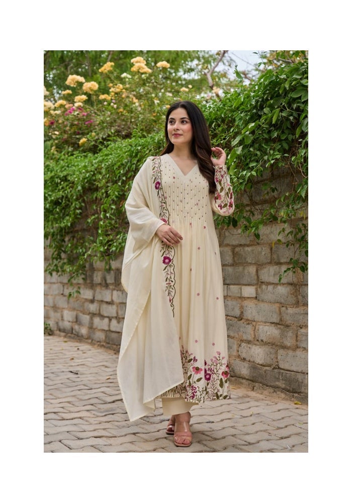Malishka Export Chanderi Silk Embroidery Anarkali Kurta for Women - Image 1